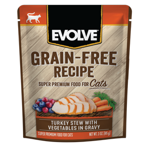 EVOLVE CAT GRAIN FREE POUCHE PAVO Y VEGETALES 3 OZ – 85 GR